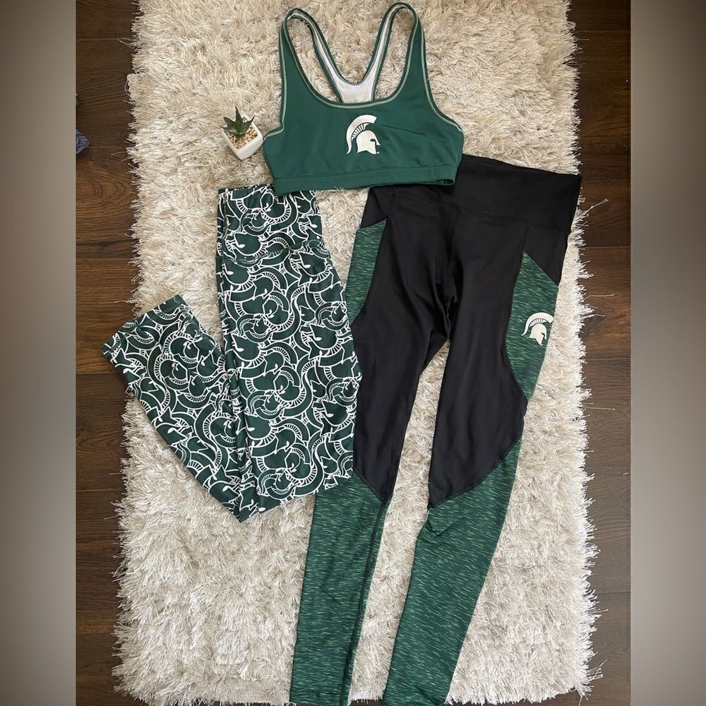 EUC Michigan State University Spartans Green and White Athletic Set S/M